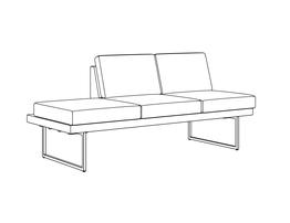 Three Place Bench-Seat-Seat / Armless-Bench Left / Fully Upholstered