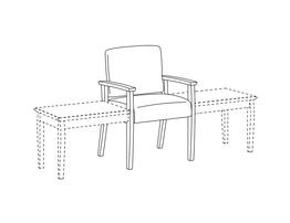 Arm Chair / Wood Arms Accepts Any Table on Left Right