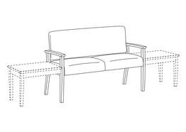 Two Place Sofa / Wood Arms / Accepts Any Table on Left and Right