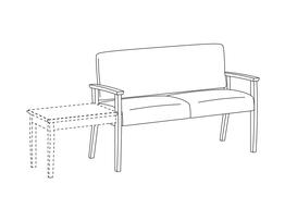 Two Place Sofa / Urethane Arms / Accepts Table on Left