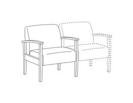Lounge Chair / Wood Arms / Accepts Seat on Right