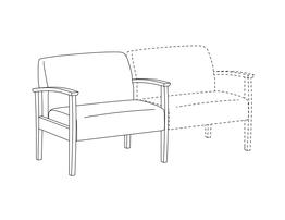 Baraiatric Lounge Chair / Wood Arms / Accepts Seat on Right