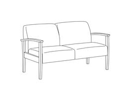 Two Place Sofa / Wood Arms