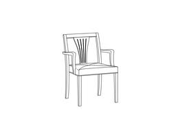 Stacking Open Arm Side Chair / Wheat Design Slat Back