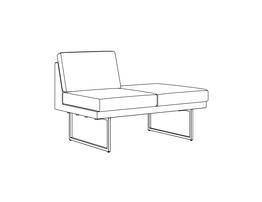 Two Place Seat-Bench / Armless-Bench Right / Fully Upholstered