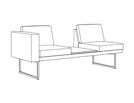 Three Place Seat-Table-Seat / One Arm Left-Table Center