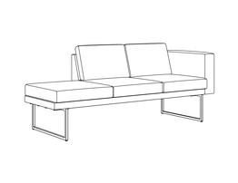 Three Place Bench-Seat-Seat / One Arm Right-Bench Left / Fully Upholstered