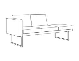 Three Place Seat-Seat-Bench / One Arm Left-Bench Right / Fully Upholstered