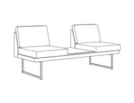Three Place Seat-Table-Seat / Armless-Table Center