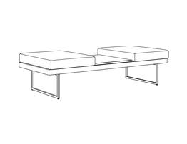 Three Place Bench-Table-Bench / Table Center