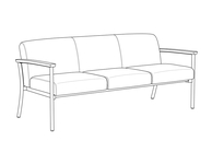 Low Back Three Place Sofa / Urethane Arms