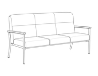 High Back Three Place Sofa / Urethane Arms