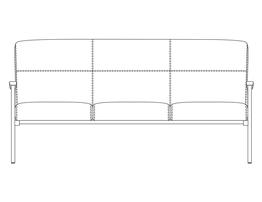 High Back Three Place Sofa / Urethane Arms