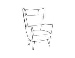 Privacy Lounge Chair With Tapered Brushed Aluminum Metal Legs