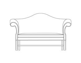 Two Place Sofa / Straight Fluted Leg
